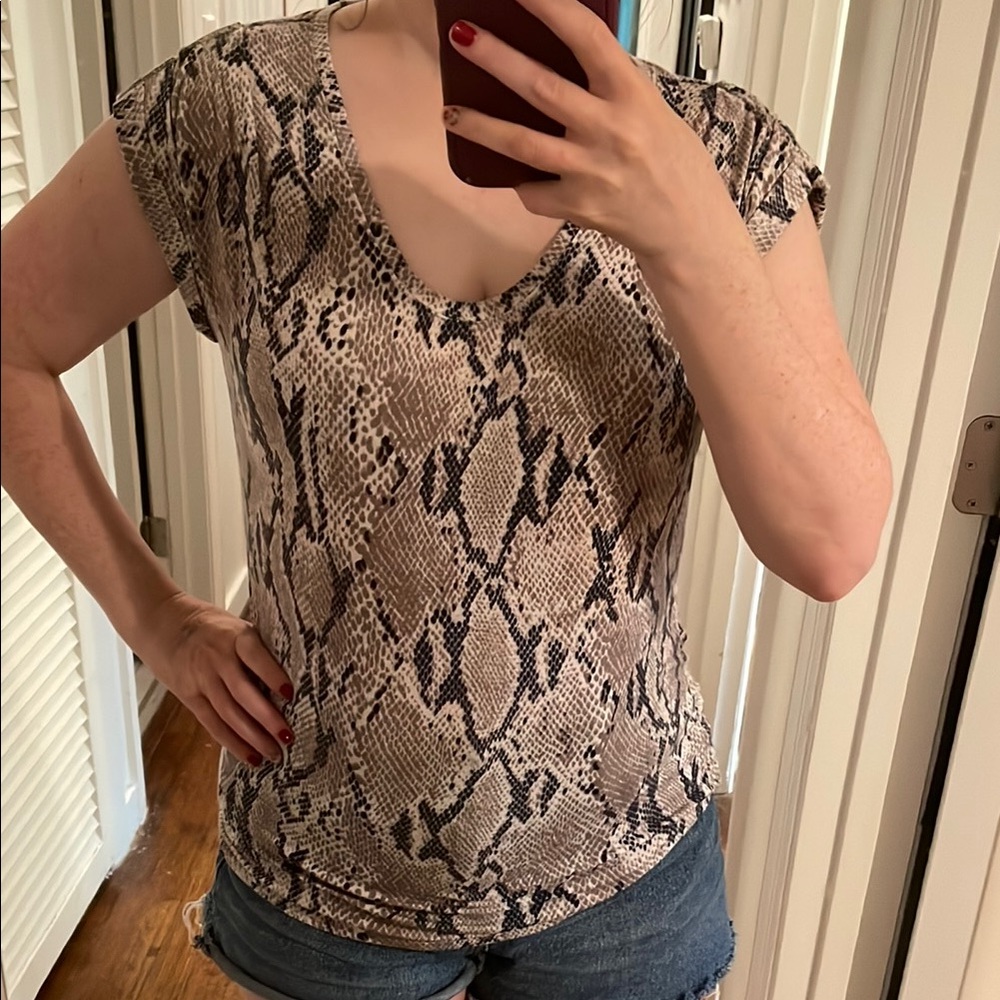 Express Brown and Cream Snake Print Blouse